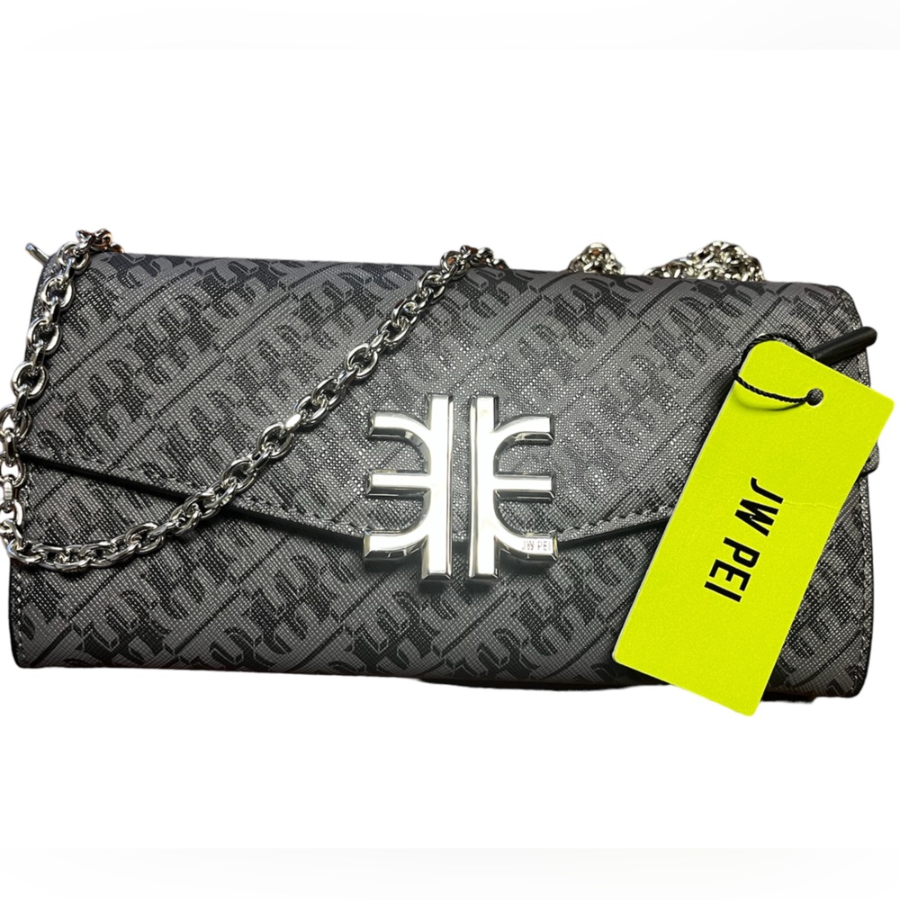 JW PEI CHAIN CLUTCH BAG - IRON BLACK